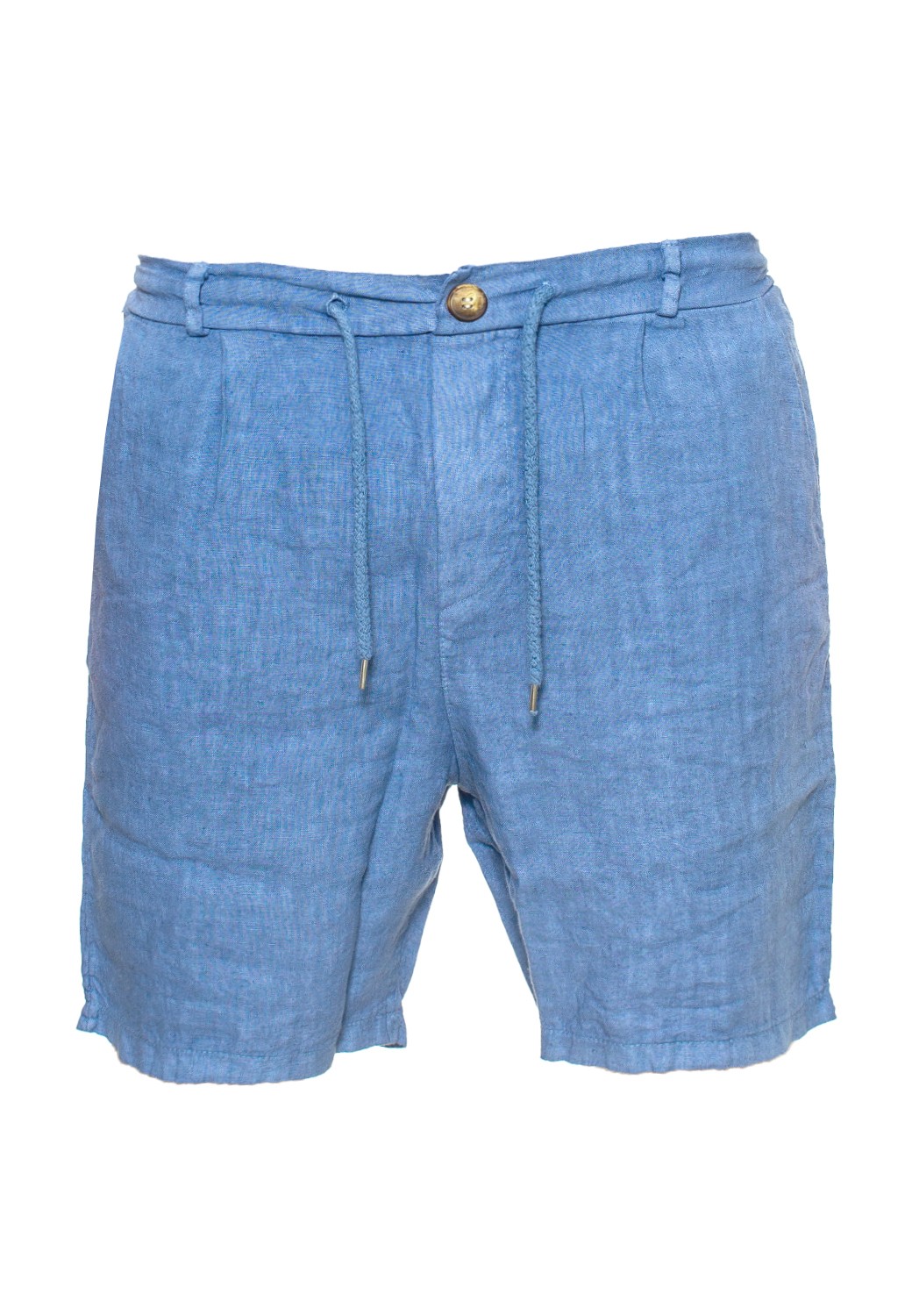 SHORTS UOMO CON TASCHE ED ELASTICO, 100% LINO 4 tg, MADE IN ITALY